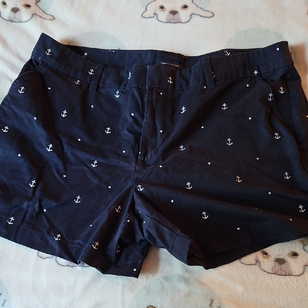 Tommy Hilfiger Dark Blue Anchor Print Women's Shorts Size 16
